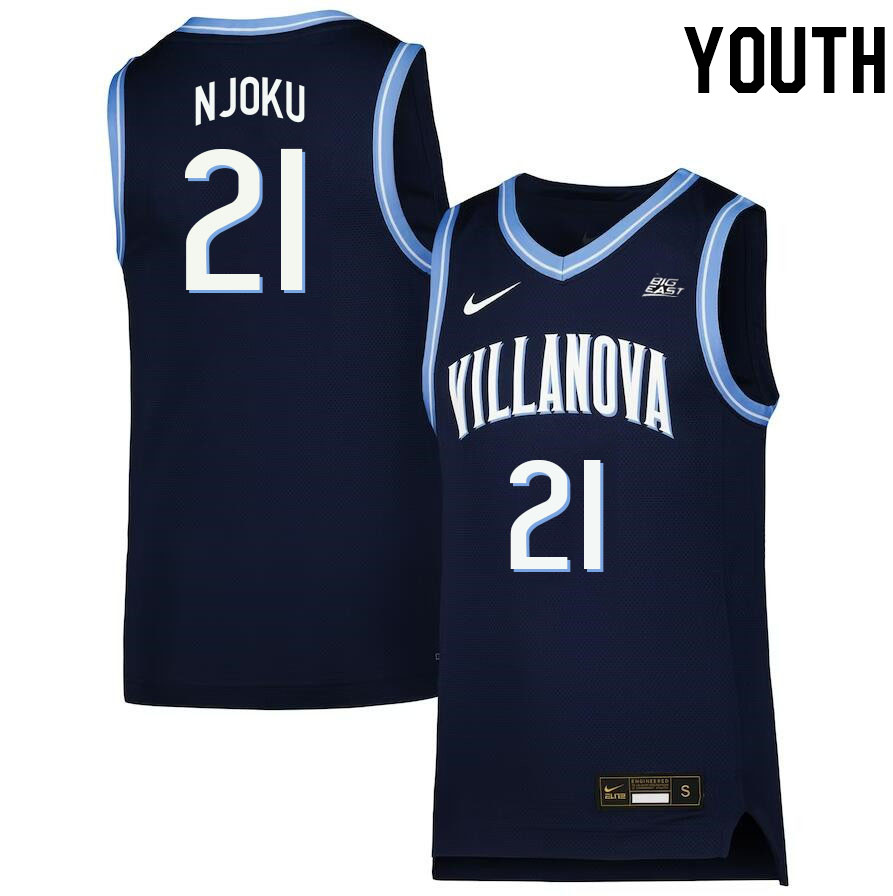 Youth #21 Nnanna Njoku Willanova Wildcats College 2022-23 Basketball Stitched Jerseys Sale-Navy